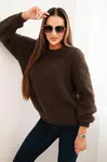 Kesi Włoski Svetr dámský z měkkého mohairu hnědý