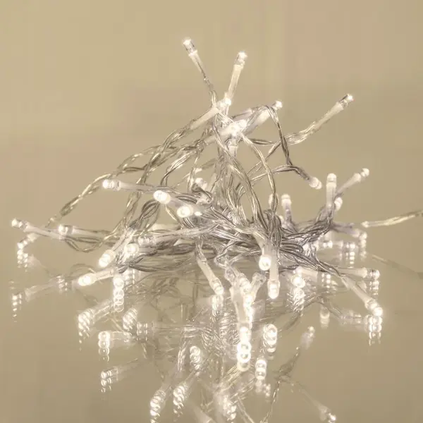 Světelný řetez 50 Led 5m+0,3m 3xaa teplé sv.