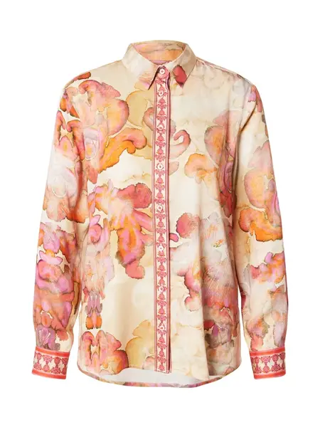 Emily Van Den Bergh Blúzka  žltohnedá / tmavohnedá / oranžová / svetloružová