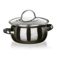 Smaltovaný hrnec s poklicí METALLIC Black 0,71 l