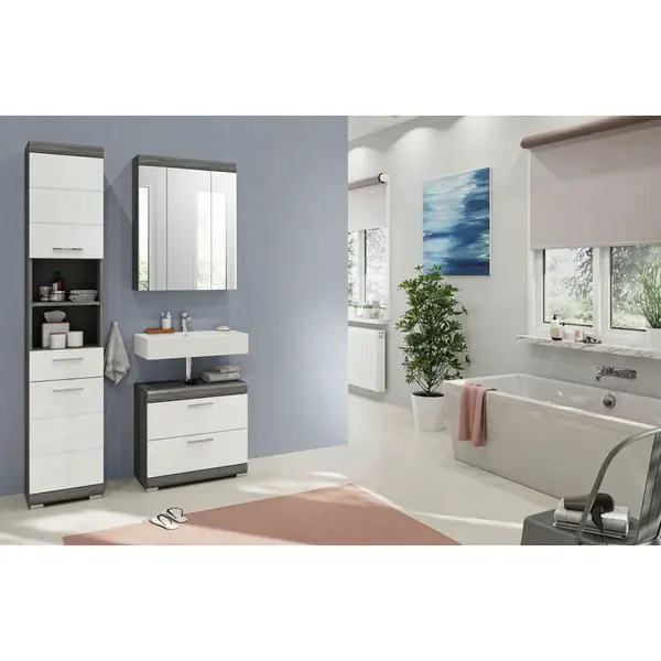 MID.YOU KOUPELNA šedá, vysoce lesklá bílá