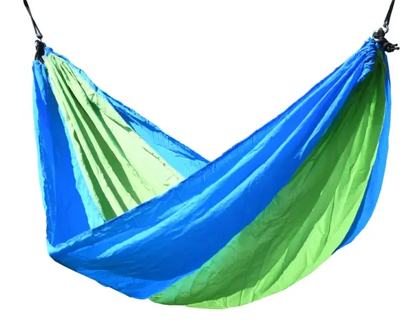 Nylonová houpací síť 275 × 137 cm, zeleno-modrá