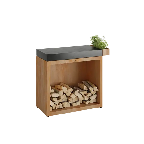 Pevný pracovní stůl OFYR Butcher Block Storage 90 Corten Ceramic Dark Grey