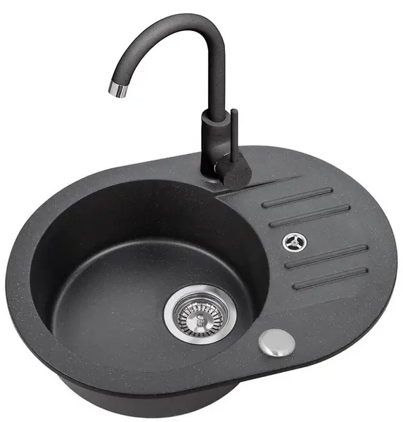 Dřez Danton 40 420x580 Černá + bateria + sifon