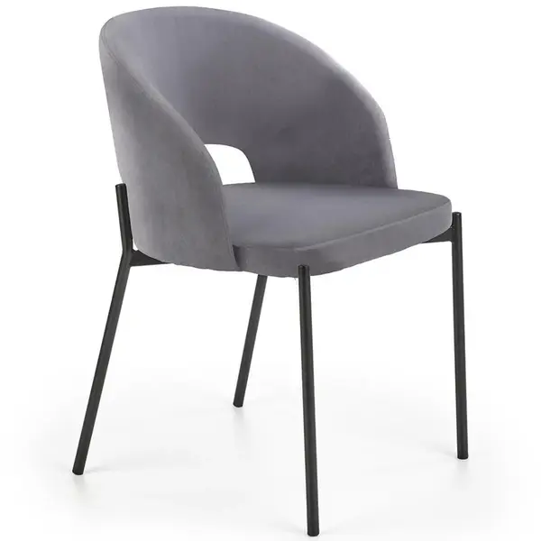 Židle K455 látka velvet/kov popelavě šedá