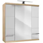 Skříňka se zrcadlem Bari 70 bílý/dub sonoma