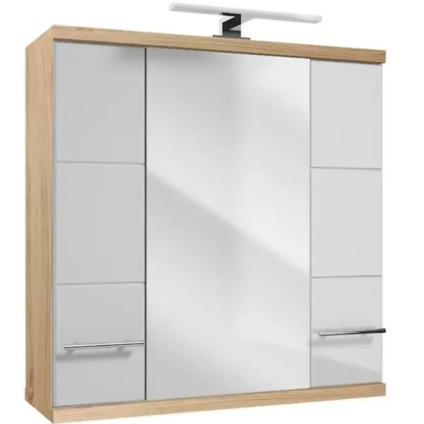 Skříňka se zrcadlem Bari 70 bílý/dub sonoma