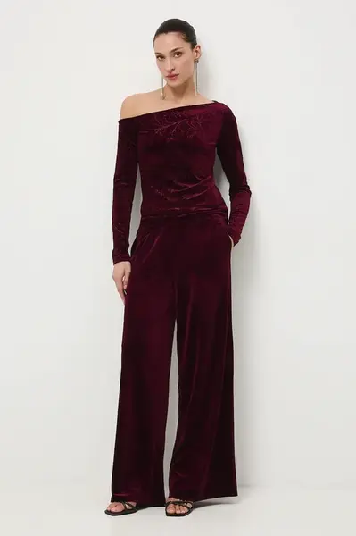 Kalhoty Medicine dámské, vínová barva, široké, medium waist