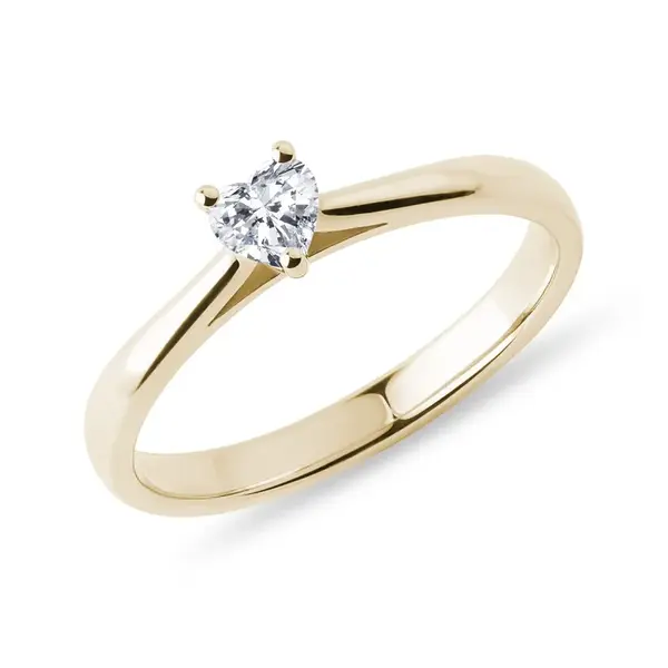 Prsten s diamantem v brusu srdce ze žlutého zlata KLENOTA