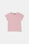 Dětské bavlněné tričko United Colors of Benetton růžová barva, 3I1XG106Y