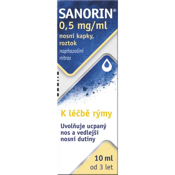 Sanorin 0,5 mg/ml nosní kapky, roztok 10 ml