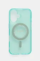 Obal na telefon Guess iPhone 16 6.1 tyrkysová barva, GUHMP16SPFTDTEN