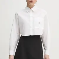 Bavlněná košile Calvin Klein Jeans bílá barva, relaxed, s klasickým límcem, J20J225078