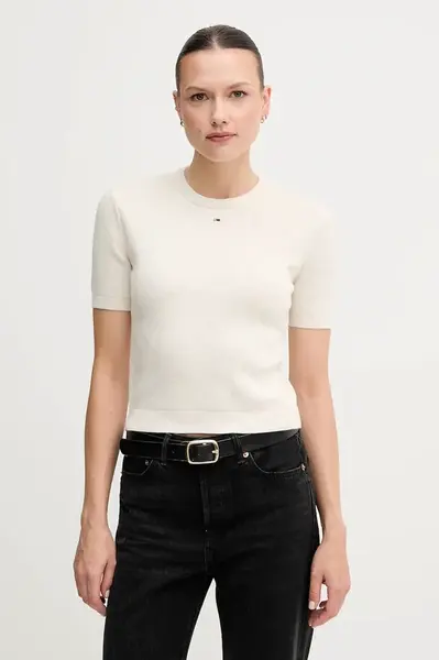 Tommy Jeans svetr s krátkým rukávem dámský bavlněný