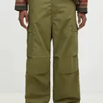 Bavlněné kalhoty Maharishi Original Cargo Snopants Loose zelená barva, ve střihu cargo, 5300.OLIVE