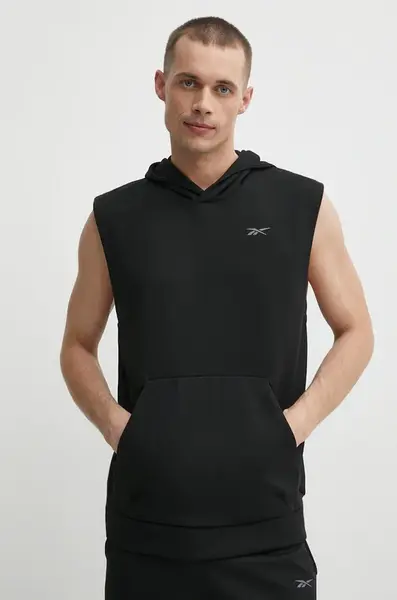 Mikina Reebok Strength pánská, černá barva, s kapucí, hladká, 100075597