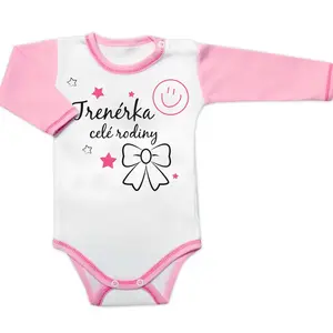 Baby Nellys Body dl. rukáv s vtipným textem, Trenérka celé rodiny, vel. 86