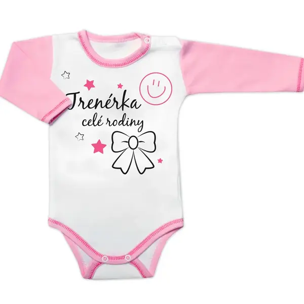 Baby Nellys Body dl. rukáv s vtipným textem, Trenérka celé rodiny, vel. 86