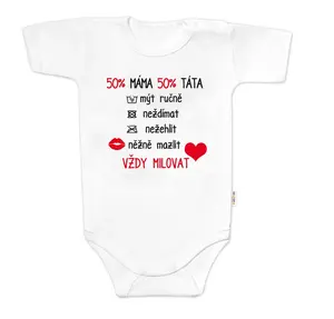 Baby Nellys Body krátký rukáv Vždy milovat,  bílé vel.  86