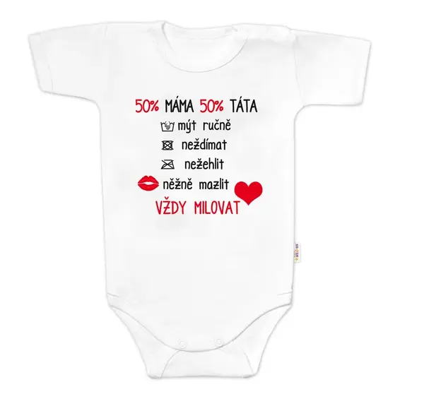 Baby Nellys Body krátký rukáv Vždy milovat,  bílé vel.  86