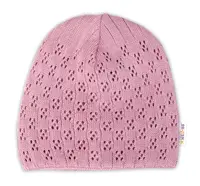 Baby Nellys Ažurková čepice, dvouvrstvá, bavlna, starorůžová, vel. 74/86