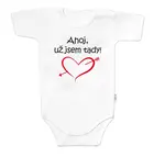 Baby Nellys Body krátký rukáv Ahoj už jsem tady!,  bílé vel.  68