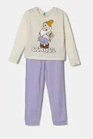 Dětské bavlněné pyžamo United Colors of Benetton béžová barva, s potiskem, 3VD00P07K