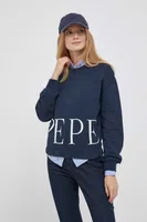 Bavlněná mikina Pepe Jeans Victoria dámská, tmavomodrá barva, s potiskem
