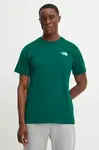 Bavlněné tričko The North Face Redbox Celebration zelená barva, s potiskem, NF0A87NV6GI1