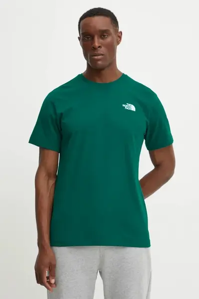 Bavlněné tričko The North Face Redbox Celebration zelená barva, s potiskem, NF0A87NV6GI1