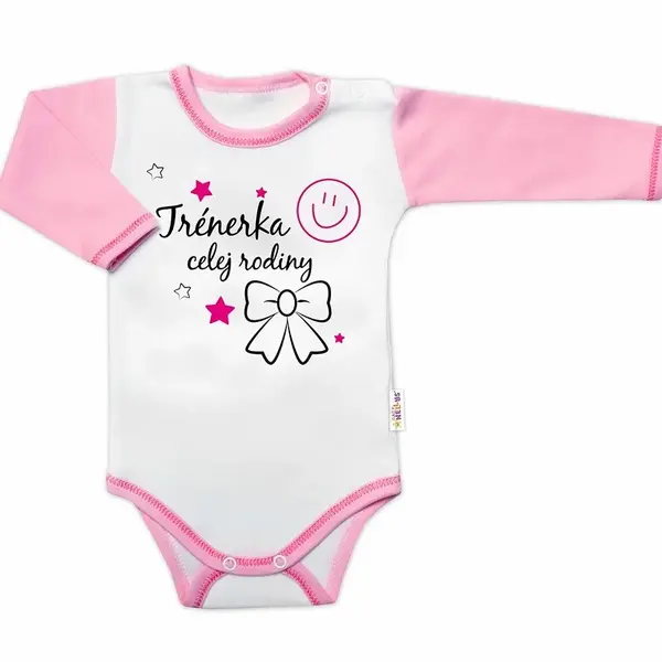 Baby Nellys Body dlouhý rukáv s vtipným textem  Trenérka celej rodiny vel.  74