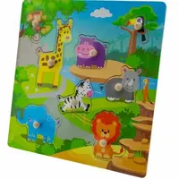 TULIMI Dřevěné zábavné puzzle vkládací 30x30cm - Zoo velké