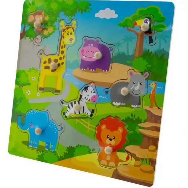 TULIMI Dřevěné zábavné puzzle vkládací 30x30cm - Zoo velké