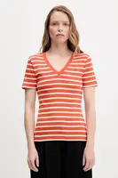 Bavlněné tričko Tommy Hilfiger dámské, oranžová barva, WW0WW40584
