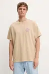 Bavlněné tričko Levi's béžová barva, s potiskem, 87373