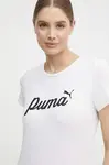 Bavlněné tričko Puma béžová barva, 679315