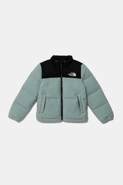 Dětská péřová bunda The North Face KID 1996 RETRO NUPTSE JACKET tyrkysová barva, NF0A82TS1OC1