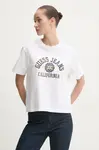 Bavlněné tričko Guess Jeans dámské, bílá barva, W5RI43 K8HM0