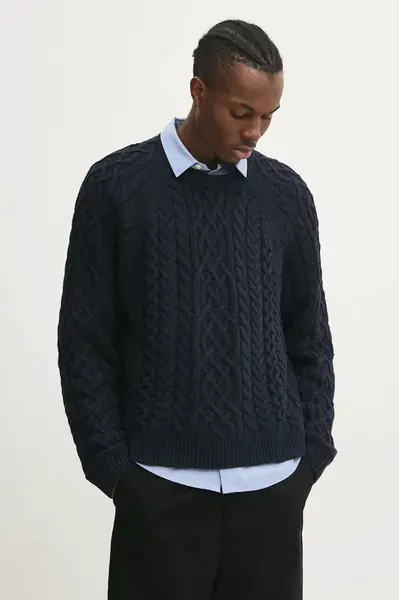 Svetr Abercrombie & Fitch pánský, tmavomodrá barva, KI120-4189