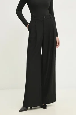 Kalhoty Answear.LAB dámské, černá barva, široké, high waist