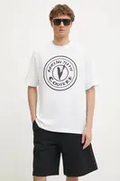 Bavlněné tričko Versace Jeans Couture bílá barva, s potiskem, 78GAHE08 CJ00E