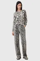 Kožené kalhoty AllSaints SAIGE dámské, více barev, jednoduché, medium waist, W012TC