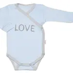 Baby Nellys Body dlouhý rukáv Love - zapínání bokem, modré