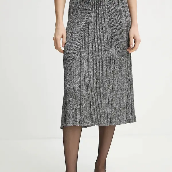 Sukně AERON MOSSY šedá barva, midi, áčková, SK233562