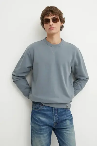 Bavlněná mikina G-Star pánská, šedá barva, hladká, D25527-D395