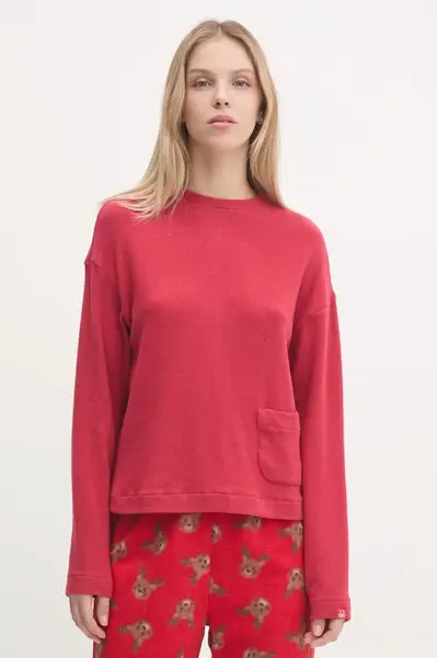 Pyžamové tričko s dlouhým rukávem United Colors of Benetton červená barva, 3Q413M06F