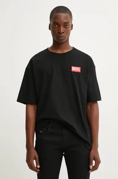 Bavlněné tričko Diesel T-BOXT-LAB černá barva, s aplikací, A14947.0NIAR