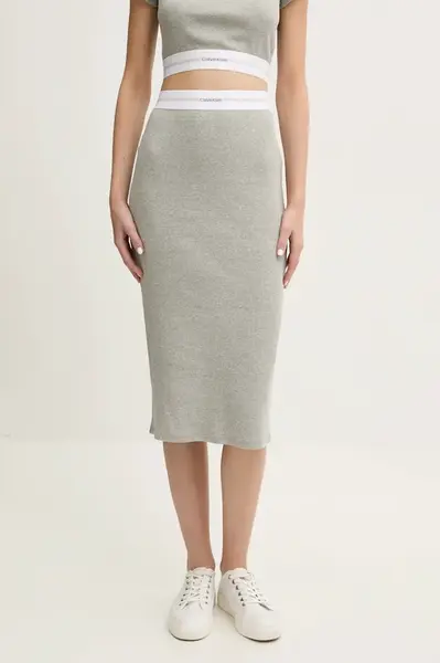 Lounge sukně Calvin Klein Underwear šedá barva, midi, LV00QS7350