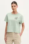 Tričko Fjallraven Fjällblomster zelená barva, F14600213