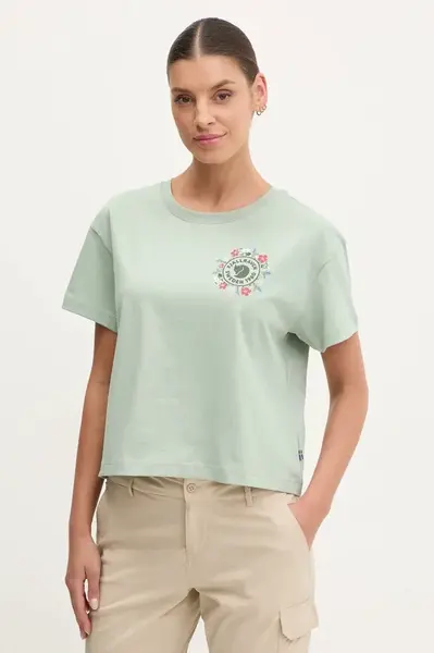 Tričko Fjallraven Fjällblomster zelená barva, F14600213